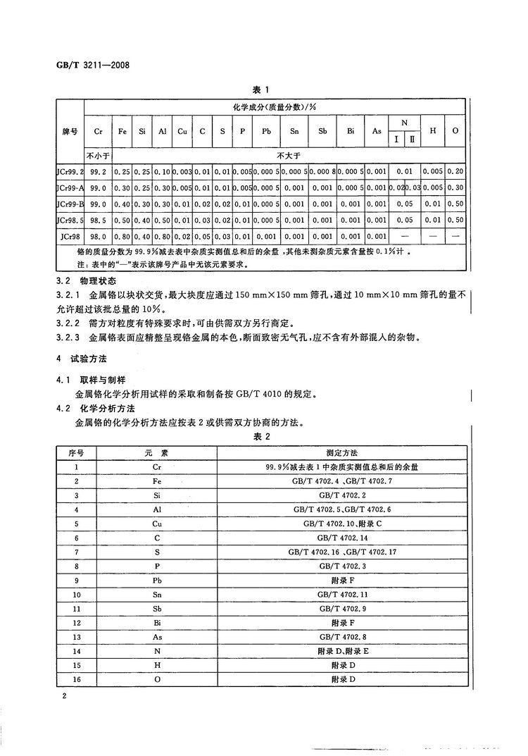 金屬鉻國家標(biāo)準(zhǔn)GB/T3211-2008