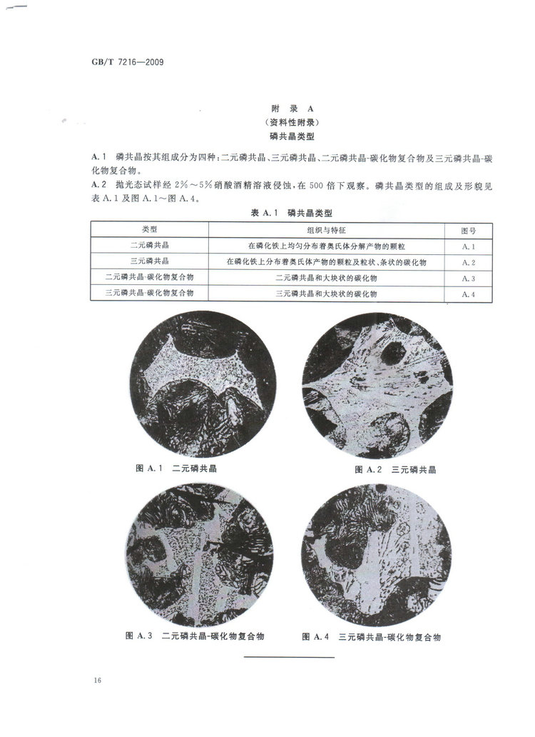 GBT7216-2009灰鑄鐵金相檢驗國家標準