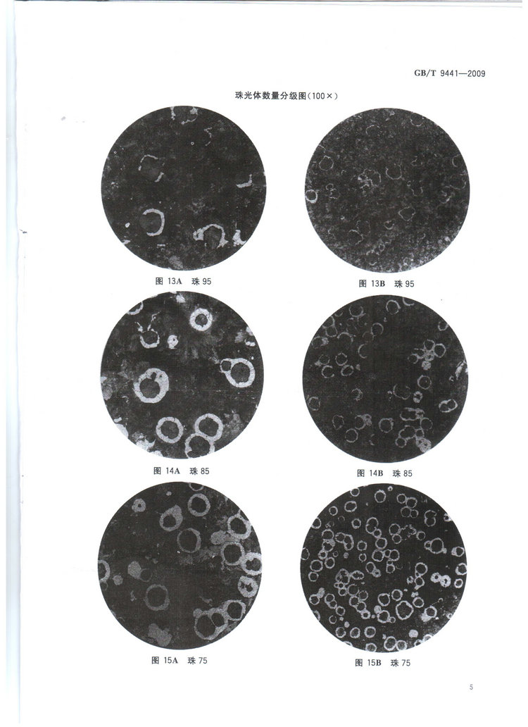 球墨鑄鐵金相檢驗國家標準GB/T 9441-2009